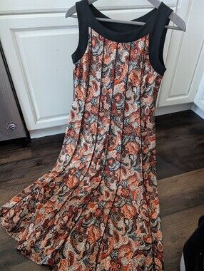 Chic Boho Paisley Print Midi Stretchy Dress Perceptions Small